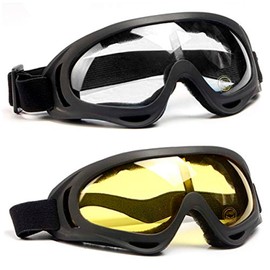 SPOSUNE Motorcycle Goggles Airsoft Goggles, UV400 Protection Dirt Bike Goggles, ATV Goggles Safety Goggles for Men Women, Clear+yellow Lens
