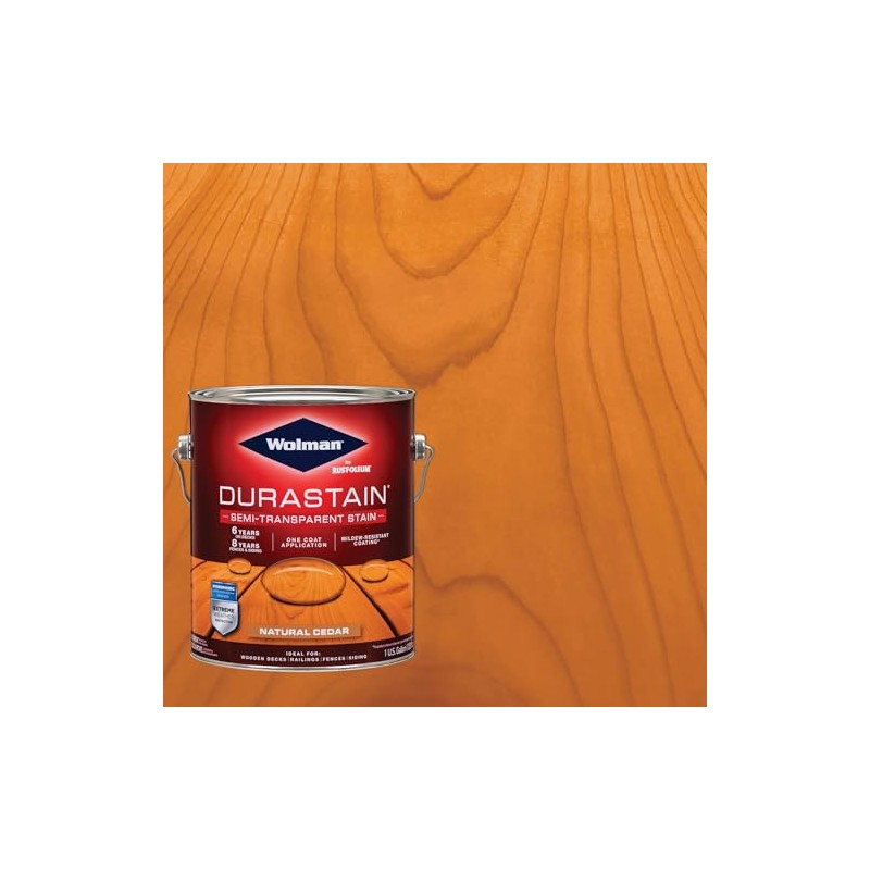 Wolman 288078 DuraStain Water-Based Semi-Transparent Exterior Wood Stain, Gallon, Natural