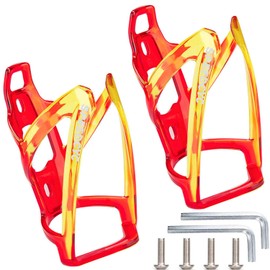 SPEEDCYC Bike Water Bottle Holder Ultra-Light Bicycle Bottle Cage with Screws Tool, Universal Cycling Cup Holder for MTB, Mountain Bikes,Yellow 2 Pack