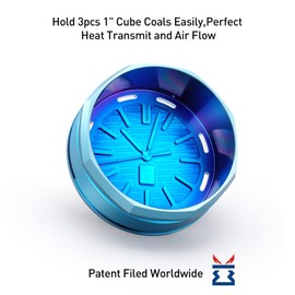 KITOSUN WatcHMD Charcoal Heat Management Device Stainless Steel HMD Coals Holders Tray, Easy Hold 3 Pieces 26 MM Coconut Charcoals Cubes (APwatcHMD-Blue)