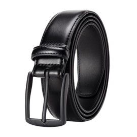 KM Legend Mens Leather Dress Belt for Work Business and Casual, Seattle Black, 34 US