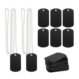 Aluminum Blank Tags Stamping Blanks Dog Metal Tags Engraving Blanks with Ball Chain 25 Set (Black)