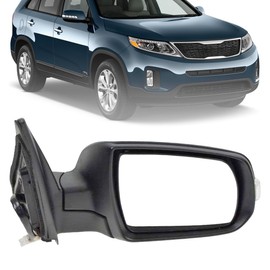 UPPARTS Side Mirror Replacement For 2011 2012 2013 2014 2015 Kia Sorento - Passenger Side Mirror Includes Clear Glass, Housing, Cover - Black Color, Heated, Paintable, Manual Foldable