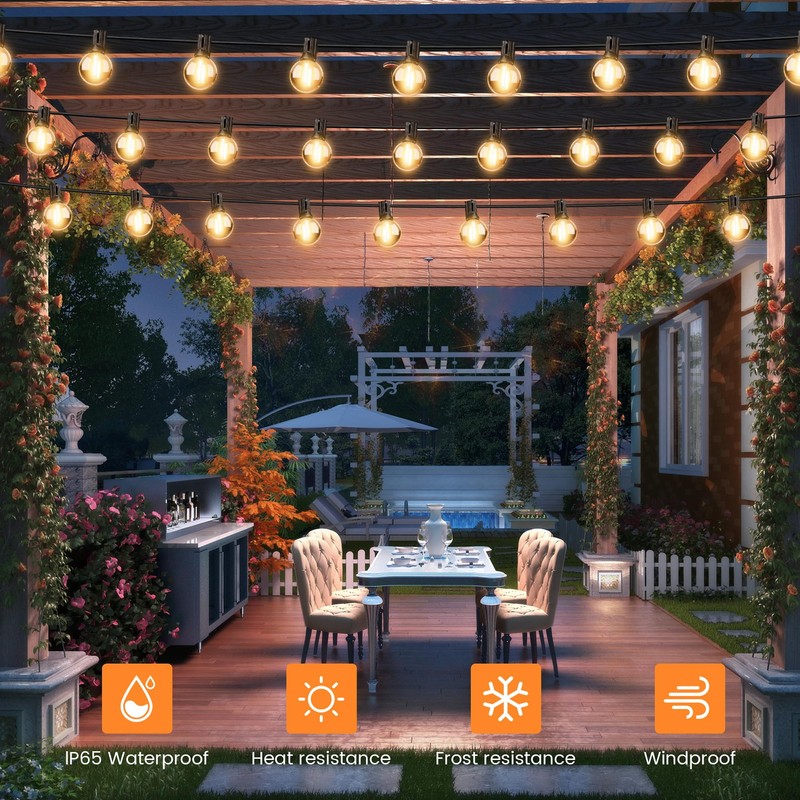OHLUX 30FT Solar Globe String Lights Outdoor,Waterproof Solar G40 Patio