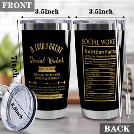 LLKJHGE Social Worker Gifts Tumbler for Women Men,20 oz Stainless Steel Insulated Tumblers with Lid, Thank You for Being Awesome Gift for Social Worker (social woker)
