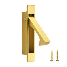 JOY DECOR Pocket Door Pull Handle, Edge Pull, Satin Brass Flush Mount for Sliding Doors (4 Pack)