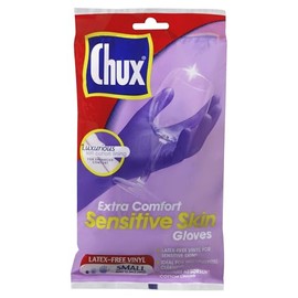 Chux Extra Comfort Sensitive Skin Gloves, Latex-Free Vinyl with Cotton Lining, Large, 1 Pair
