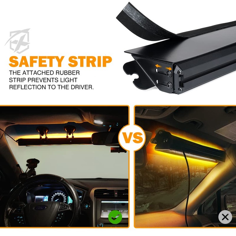 Xprite Emergency Dash Strobe Light Aluminum w/Upgrade Suction Cups, Interior
