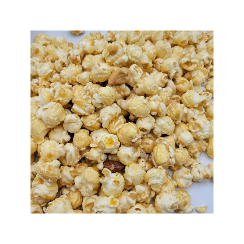 Cashew Almond Toffee Popcorn | Produced in Gibbon, Nebraska |