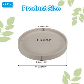 PATIKIL 6 Inch Round Ceramic Plant Saucer, 2 Pack Plant Saucer Tray Flower Planter Drip Tray for Indoors Outdoors Patio Balcony, Gray