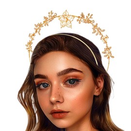 Barode Flower Crown Headband Silver Pearl Bride Wedding Tiaras Leaf Rhinestone Layered Headpiece Floral Bridal Princess Angel Prom Headwear for Women