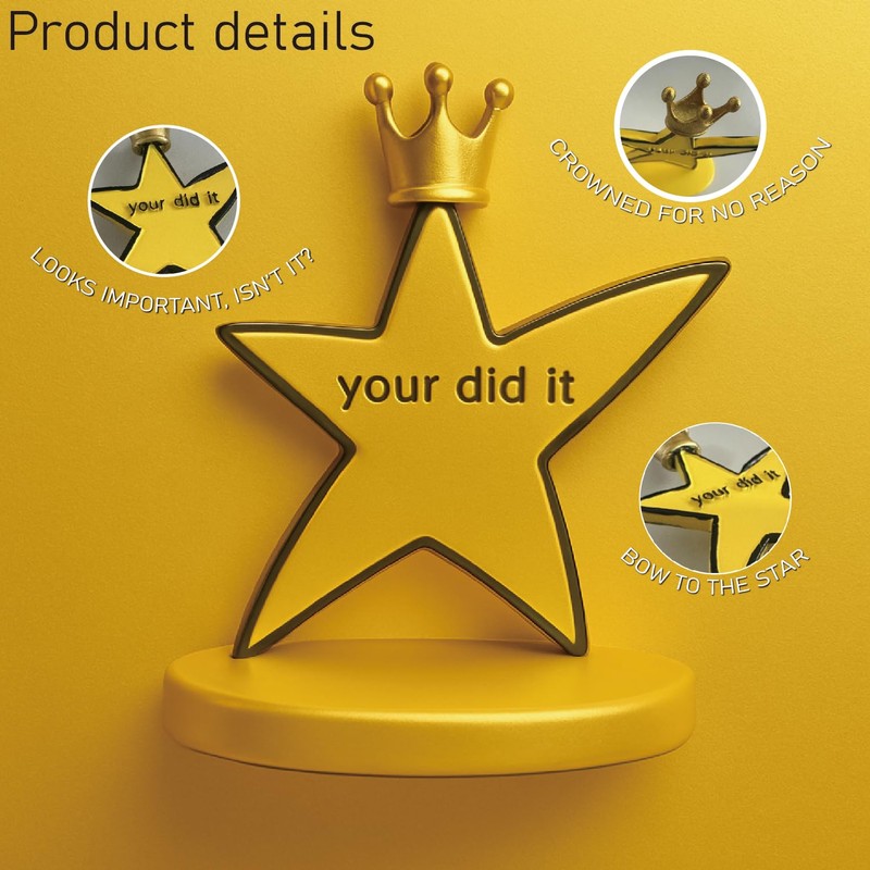 Bambluby Funny Crowned Star Trophy – You Did It Trophy