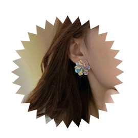 Inilbran Boho Colourful Flower Earrings Acrylic Flower Stud Earrings Rainbow Resin Flower Earrings Vintage Camellia Flower Statement Earrings Jewellery for Women and Girls, Zinc, No Gemstone
