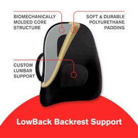 ObusForme Lowback Backrest Support – Lower Back Padded Seat Cushion and Lumbar Support Pillow, Portable Posture Support with Soft and Durable Foam