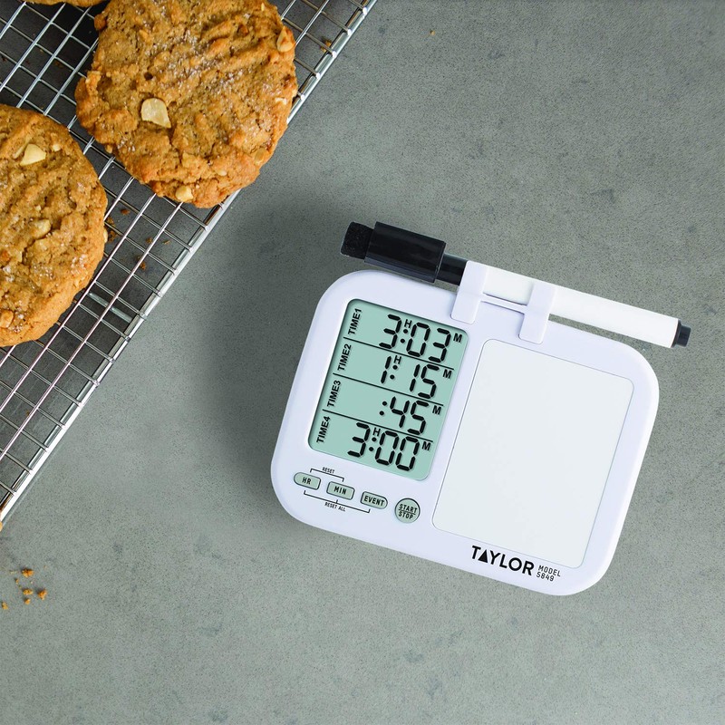 Taylor 5849 Four-Event Digital Timer with Whiteboard for School, Learning,