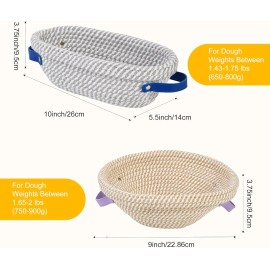 LUTITASD 2-Pack Cotton Rope Banneton Bread Proofing Baskets – Round & Oval with Liners an