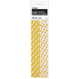 Yellow Polka Dot Paper Straws, 10ct