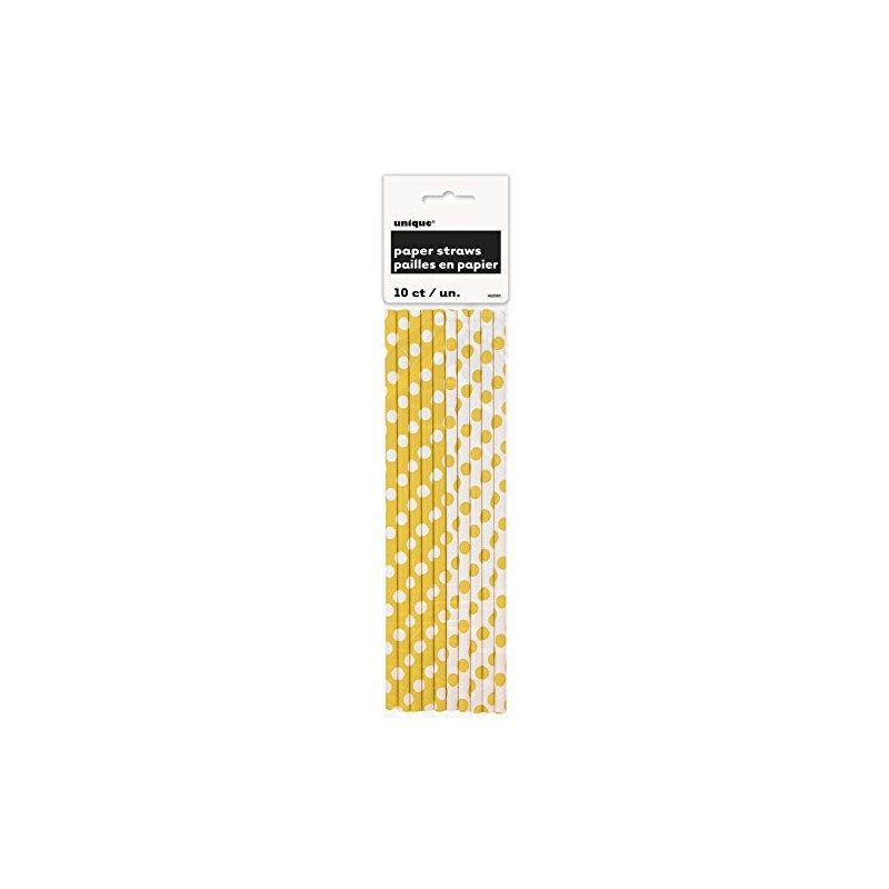 Yellow Polka Dot Paper Straws, 10ct