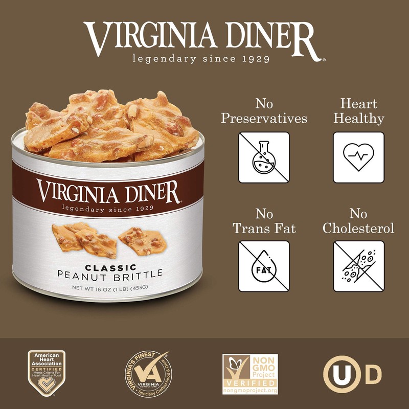 Virginia Diner Gourmet Natural Classic Peanut Brittle - XL Buttery