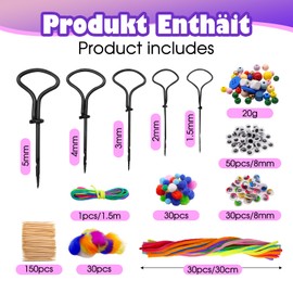 JJKOL Children's Chestnut Drill Set, 346 Pieces Chestnut Craft Set Children, 1.5-5 mm Craft Set, Autumn Hand Drill for Crafts with Chestnuts, Chestnut Drill Set with Toothpicks, Feathers, Wiggly Eyes