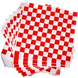 600 Pcs Sandwich Wrapping Paper Sheet 15x15 Checkered Food Wax Paper Sheets Parchment Paper Basket Liner Grease Restaurant Supplies for Wrapping Bread Burgers Food Serving (Red)