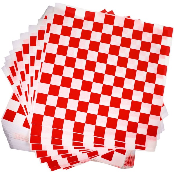 600 Pcs Sandwich Wrapping Paper Sheet 15x15 Checkered Food Wax