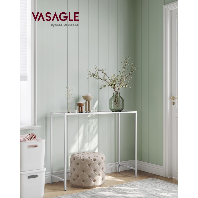 VASAGLE Entryway Table, Console Table, Tempered Glass Tabletop, Modern Sofa