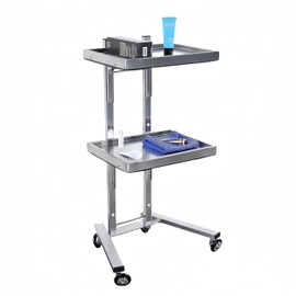 Mixizap Rolling Tool Cart, Stainless Steel Tool Tray Rack, Foldable Tray Trolley with Double Layer Storage Tray for Beauty Salon Tattoo Spa Clinic Medical Studio (Silver)