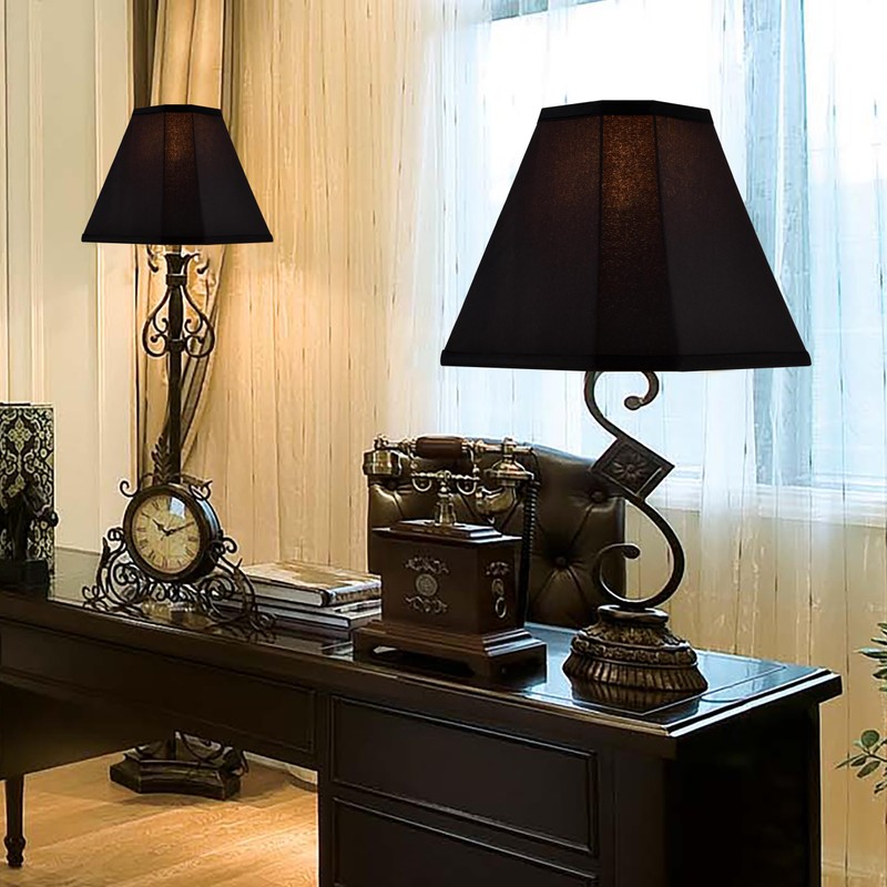 GO&SO Bell Lamp Shades Set of 2 Black Scalloped Lamp