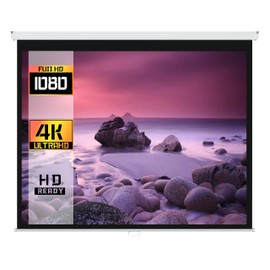 ProHT 84" Manual Projection Screen (05350), 16:9 Aspect Ratio, Pull Down Projector Screen, Matte White, Home Theater/Cinema or Presentation Platform, Suitable for HDTV/Sports/Movies/Presentations