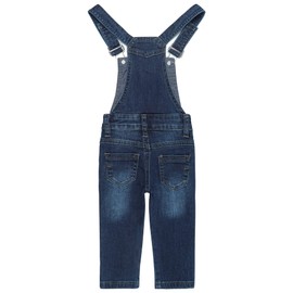 KIDSCOOL SPACE Little Girls Denim Overalls,Toddler Boys Adjustable Jeans Workwear,Deep Blue,4