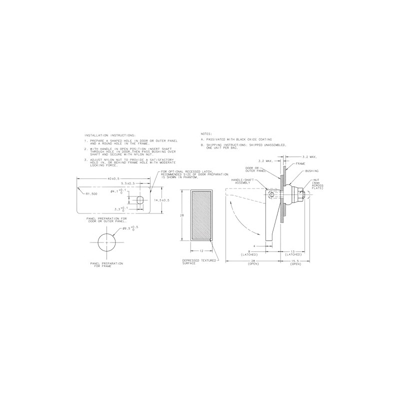 Southco Inc 19-81-10 Swell Latch 1.09 Handle Length, Frame Thickness