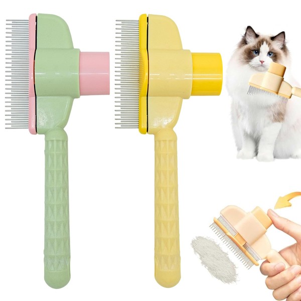 Pack of 2 Self-Cleaning Pet Brush, Dog Comb & Cat