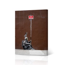 HB Art Design Banksy Wall Art Canvas Print No Trespassing from San Fransisco Artwork Living Room Dorm Room Office Wall Art Home Decor Ready to Hang 22x15