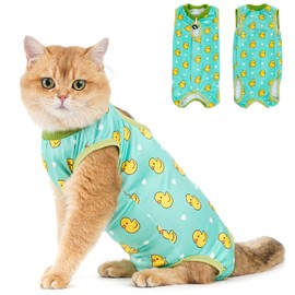 Avont Cat Recovery Suit - Kitten Onesie for Cats After Surgery, Cone of Shame Alternative Surgical Spay Suit for Female Cat, Post-Surgery or Skin Diseases Protection -Duck(L)