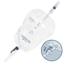 Ugo Leg Bags (x10) – Urine Drainage Bags/Catheter Leg Bags, T Tap or Lever Tap with Soft Fabric Backing and a Natural Leg-Shape Design (Pack of 10) (Ugo 5C - 350ml, Direct Inlet, Lever Tap)