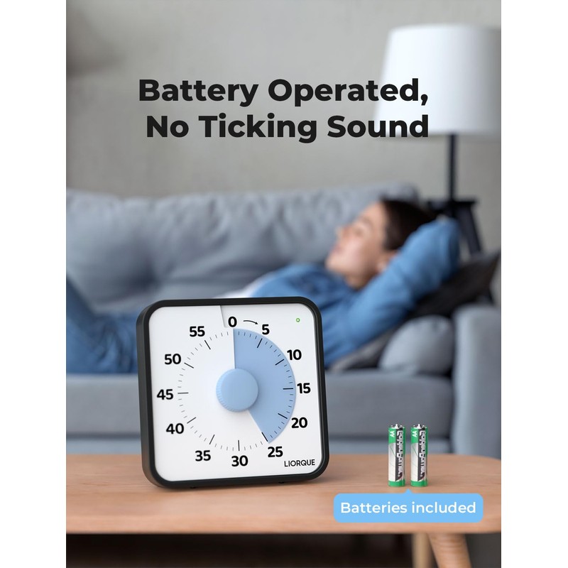 LIORQUE 19cm Visual Timer Large Timer for Classroom, 60 Minute