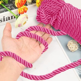 CRAFTCURL Nylon Twisted Rope Highly Durable & Slightly Shiny Design Braided Polyester Rope Multipurpose Thick Nylon Rope Suitable for Camping, Cargo, Tie Down & Swing, (Pack of 2), (Hot Pink & Black)