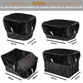 Frelaxy Bicycle Basket Cover Waterproof with Reflective Strips, Rain Cover Bicycle Basket for Front, Rain Cover for Rear Basket, One Size Fits All Baskets up to Size 45 x 45 cm