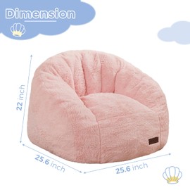MAXYOYO Bean Bag Chair for Kids, Shell Shaped Bean Bag Couch for Boys and Girls, Toddler Chair Bean Bag Sofa for Playroom, Nursery Room, Pink