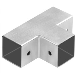 YIDU69Q 4 Pcs 1-1/2" 3 Way T Shape Square Tube Connector, Square Tube Fitting Fence Guardrail Rail Clamp, Stainless Steel