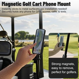 LULUAIR Golf Cart Phone Holder - Slim Smartphone Mount for Golf Cart, Ultra-Strong Magnet - Golf Cart Accessories, Rotatable Universal Magnetic Phone Holder for Golf Cart(Black)