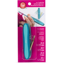 Boye 4-in-1 Metal Crochet Hook Tool, Sizes D-J Yarn Take Along Travel Hooks