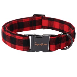 Unique style paws Christmas Dog Collar Metal Buckle Red Black Plaid Puppy Collar Gift Durable Cute Collar for Small Medium Large Boys Girls Dogs