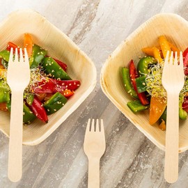 TXV Mart Wooden Disposable Forks, 100pcs, 6in Biodegradable Fork, Compostable Forks, Compostable Cutlery, Wooden Disposable Cutlery