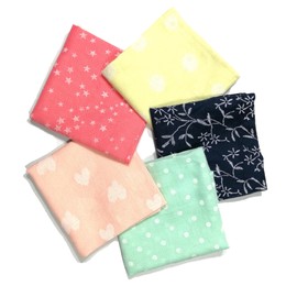 Shanlin Unisex Cotton Square Scarves 24x24 5-Pack Bundles (5C5S-W)