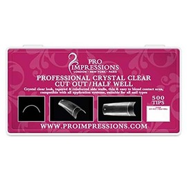 Pro Impressions Advance Crystal Clear Cut Out/Half Well 50 Nail Tips, Size 9