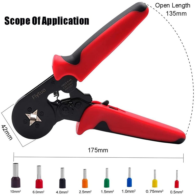 Ferrule Crimping Tool Kit, Flytuo AWG23-7 Self-Adjustable Ratchet Wire Crimping