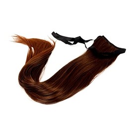 Prettyland static-free 24'' long clip-in straight extension hair-piece ponytail pigtail brown 4T30