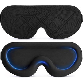 Antifaz para Dormir 3D para Mujeres y Hombre, Antifaces para Dormir con Correa Ajustable, Venda para Los Ojos, Bloquea La Luz, para Transpirable y Suave para Dormir, Yoga, Viajar (Negro)